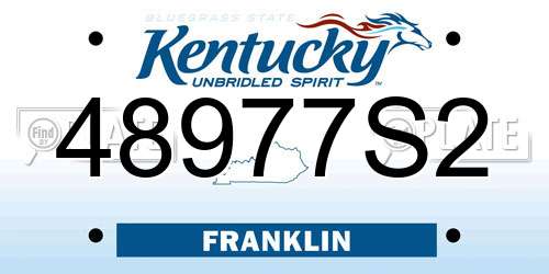 48977S2 Kentucky License Plate
