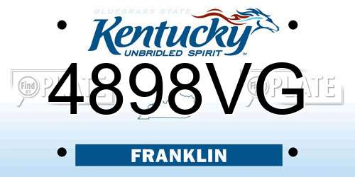 4898VG Kentucky License Plate
