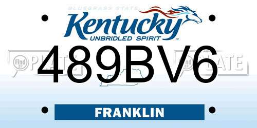 489BV6 Kentucky License Plate