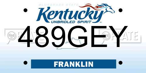 489GEY Kentucky License Plate