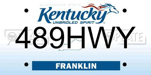 489HWY Kentucky License Plate
