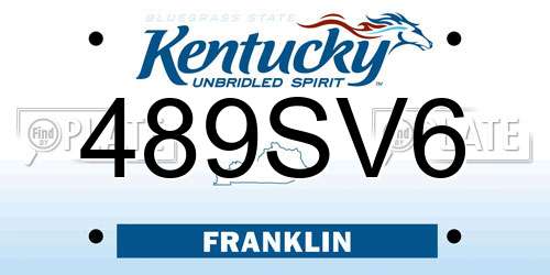 489SV6 Kentucky License Plate