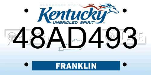 48AD493 Kentucky License Plate