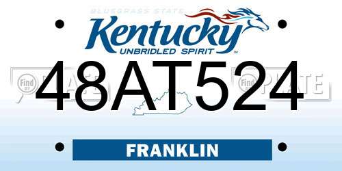 48AT524 Kentucky License Plate