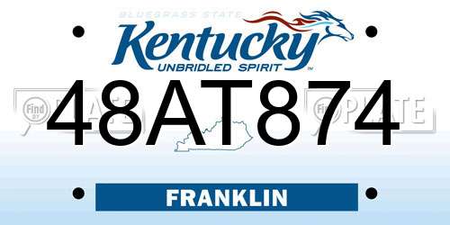 48AT874 Kentucky License Plate
