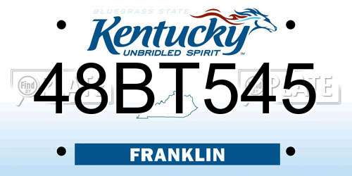 48BT545 Kentucky License Plate