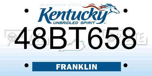 48BT658 Kentucky License Plate