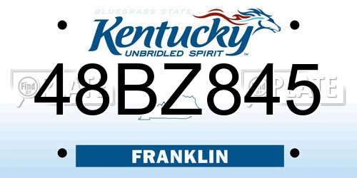 48BZ845 Kentucky License Plate