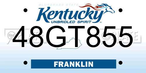 48GT855 Kentucky License Plate