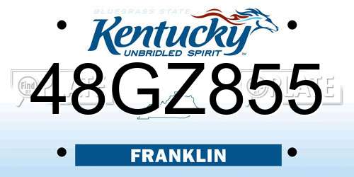 48GZ855 Kentucky License Plate