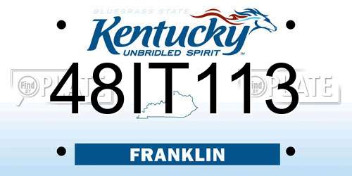 48IT113 Kentucky License Plate