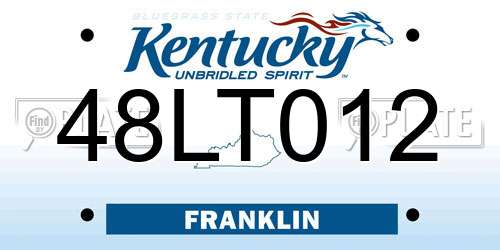 48LT012 Kentucky License Plate