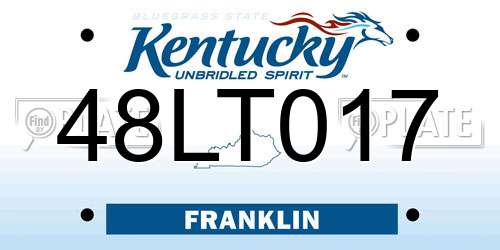 48LT017 Kentucky License Plate