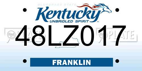 48LZ017 Kentucky License Plate
