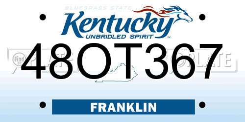 48OT367 Kentucky License Plate