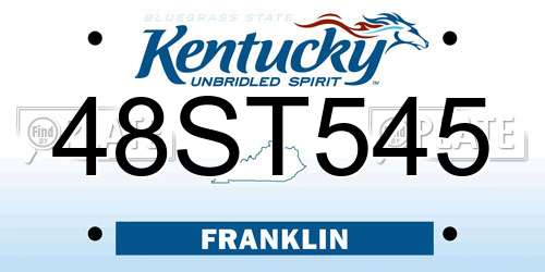 48ST545 Kentucky License Plate