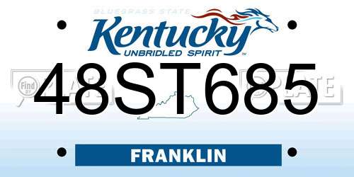 48ST685 Kentucky License Plate
