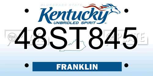 48ST845 Kentucky License Plate