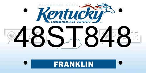 48ST848 Kentucky License Plate