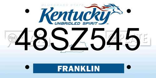 48SZ545 Kentucky License Plate