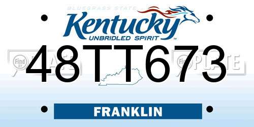 48TT673 Kentucky License Plate