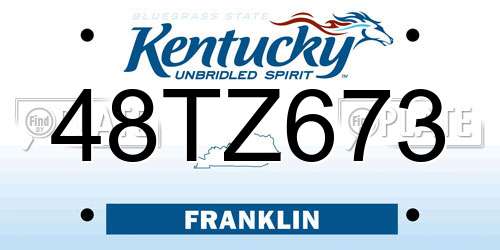 48TZ673 Kentucky License Plate