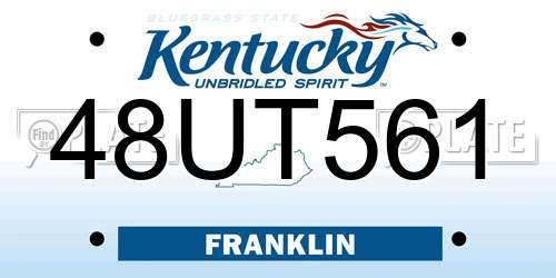 48UT561 Kentucky License Plate