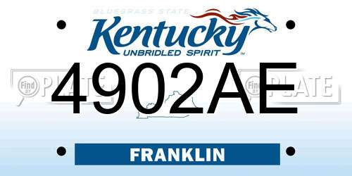 4902AE Kentucky License Plate