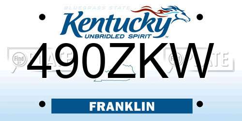 490ZKW Kentucky License Plate
