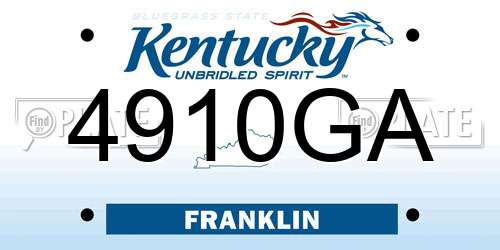 4910GA Kentucky License Plate