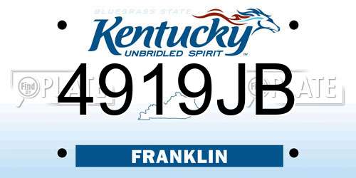4919JB Kentucky License Plate