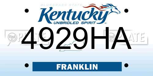4929HA Kentucky License Plate