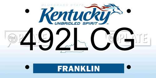 492LCG Kentucky License Plate