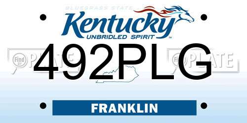 492PLG Kentucky License Plate
