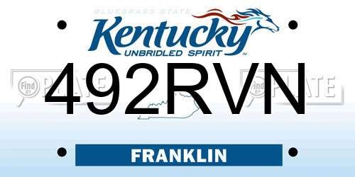 492RVN Kentucky License Plate