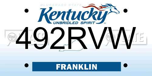 492RVW Kentucky License Plate