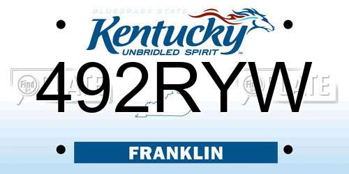 492RYW Kentucky License Plate