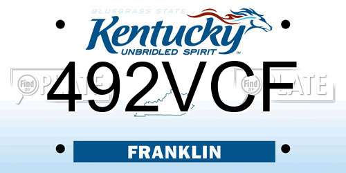 492VCF Kentucky License Plate