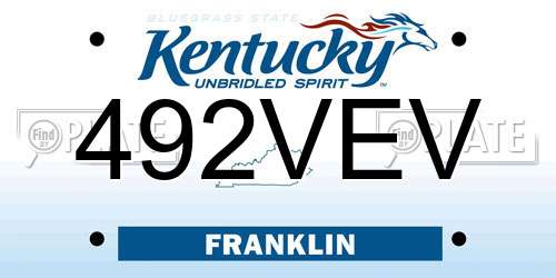 492VEV Kentucky License Plate
