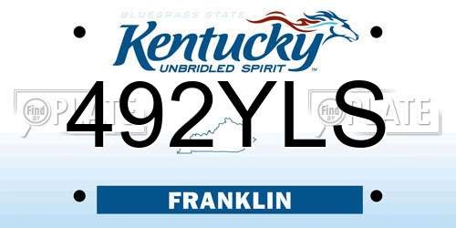 492YLS Kentucky License Plate