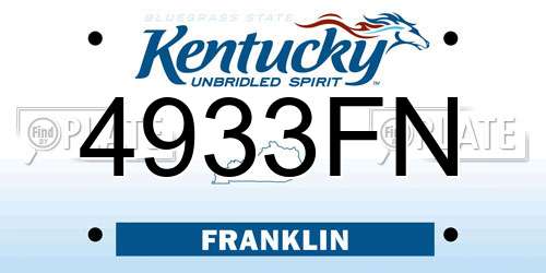 4933FN Kentucky License Plate