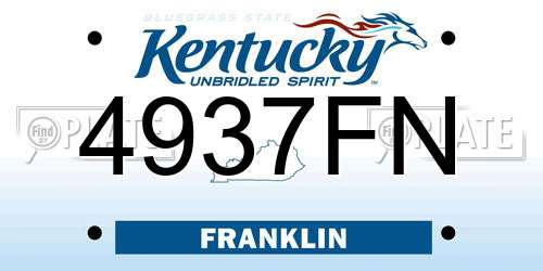 4937FN Kentucky License Plate