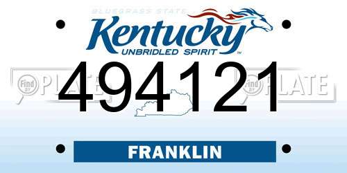 494121 Kentucky License Plate