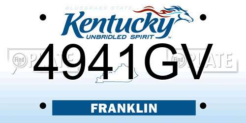 4941GV Kentucky License Plate