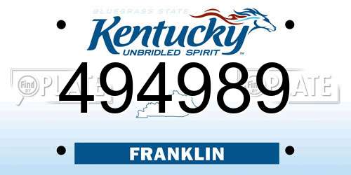 494989 Kentucky License Plate