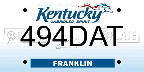 494DAT Kentucky License Plate