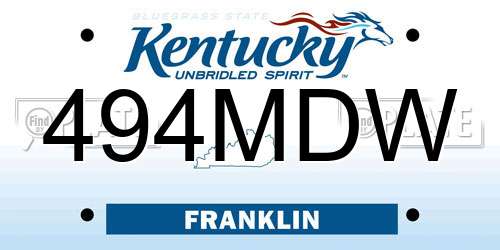494MDW Kentucky License Plate
