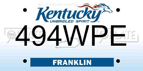 494WPE Kentucky License Plate