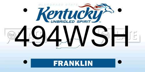 494WSH Kentucky License Plate