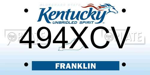 494XCV Kentucky License Plate